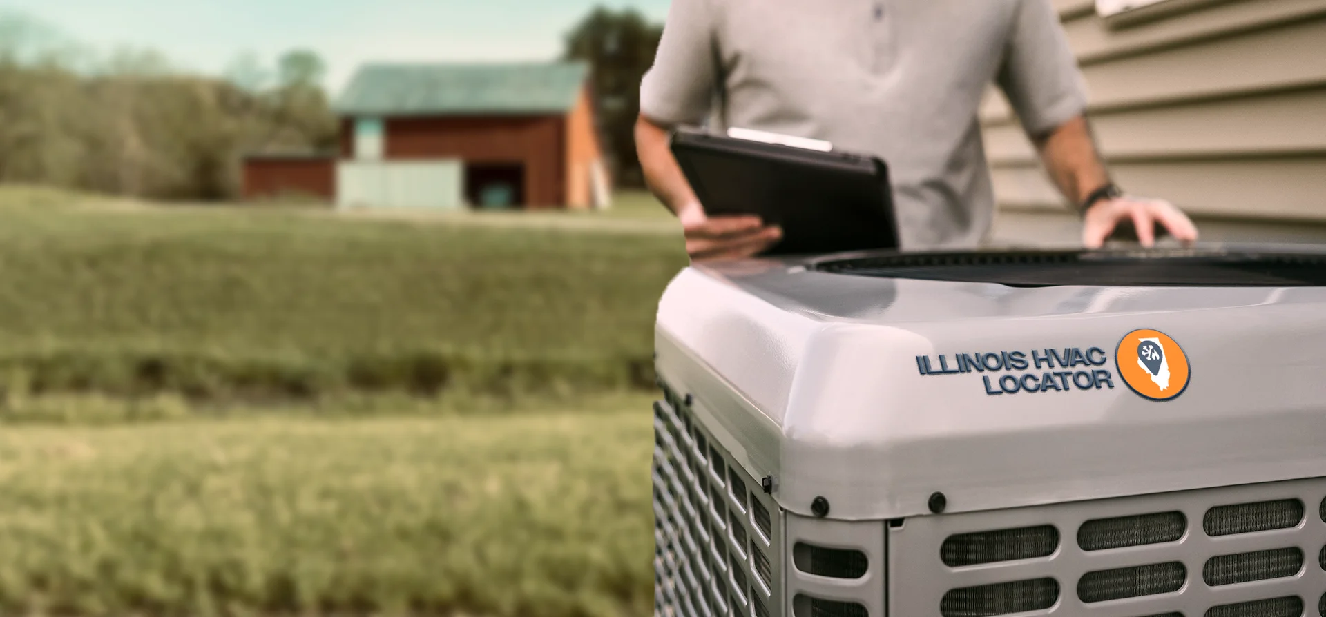 HVAC technician servicing outdoor unit